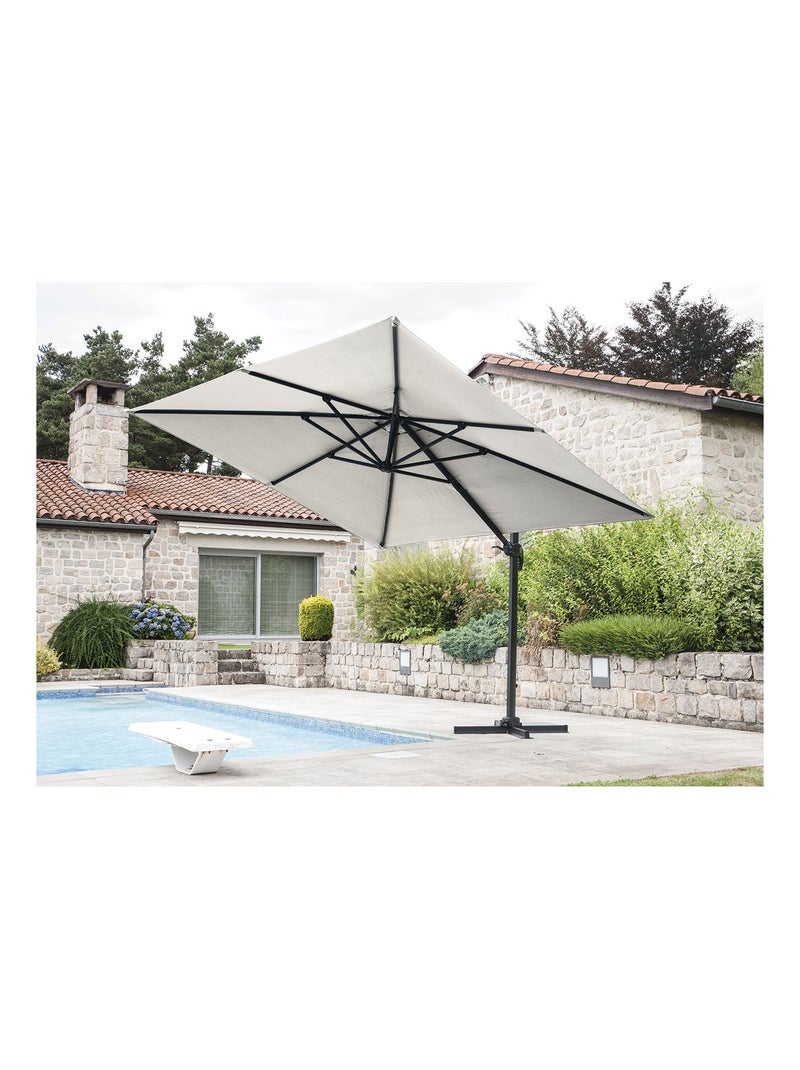 Parasol en Aluminium à Pied Déporté de 3 x 3 m Ecru - Kiabi