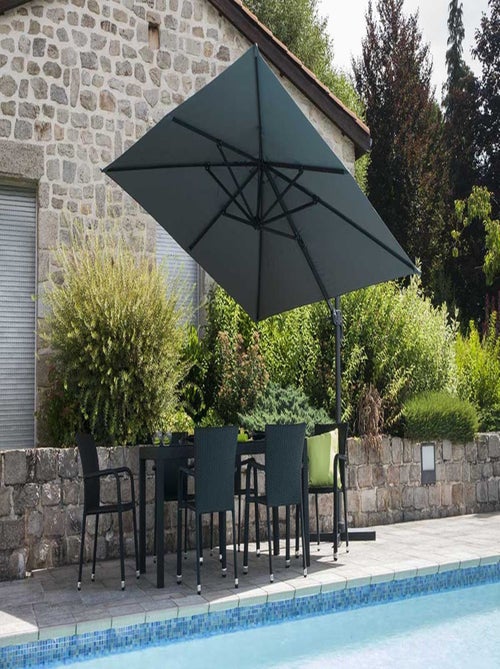 Parasol en Aluminium à Pied Déporté de 3 x 3 m - Kiabi Parasol en Aluminium à Pied Déporté de 3 x 3 m - Kiabi