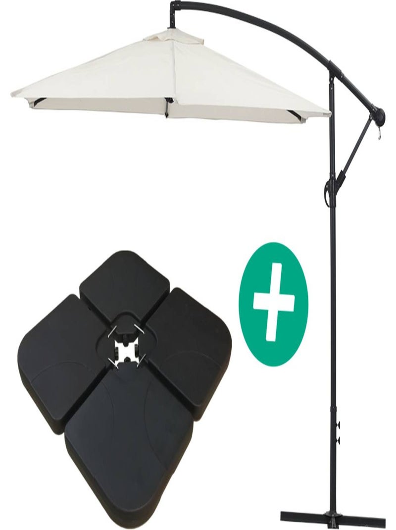 Parasol jardin déporté Alu "Ilios" - Rond - Ø 3 m - Ecru - Dalles incluses Ecru - Kiabi