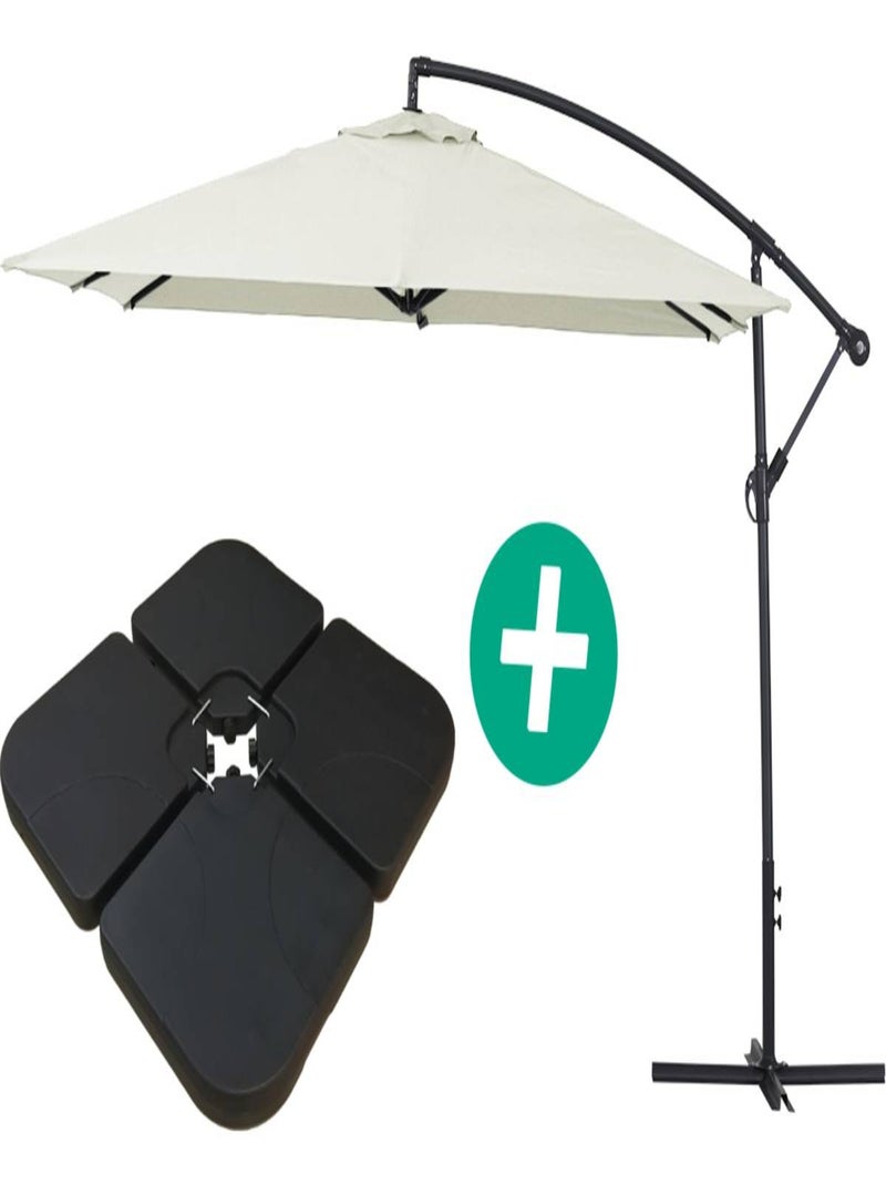 Parasol jardin déporté Alu "Ilios 3" - Carré - 3 x 3 m - Ecru - Dalles incluses Ecru - Kiabi