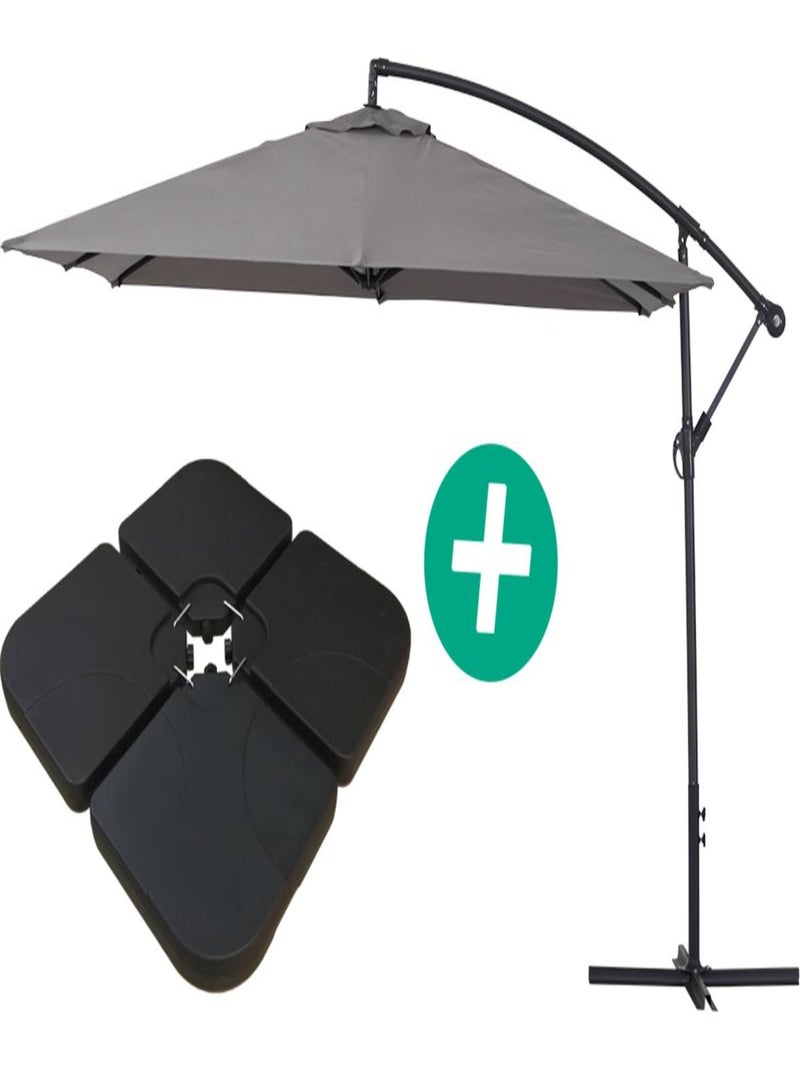 Parasol jardin déporté Alu "Ilios 3" - Carré - 3 x 3 m - Gris - Dalles incluses Gris - Kiabi