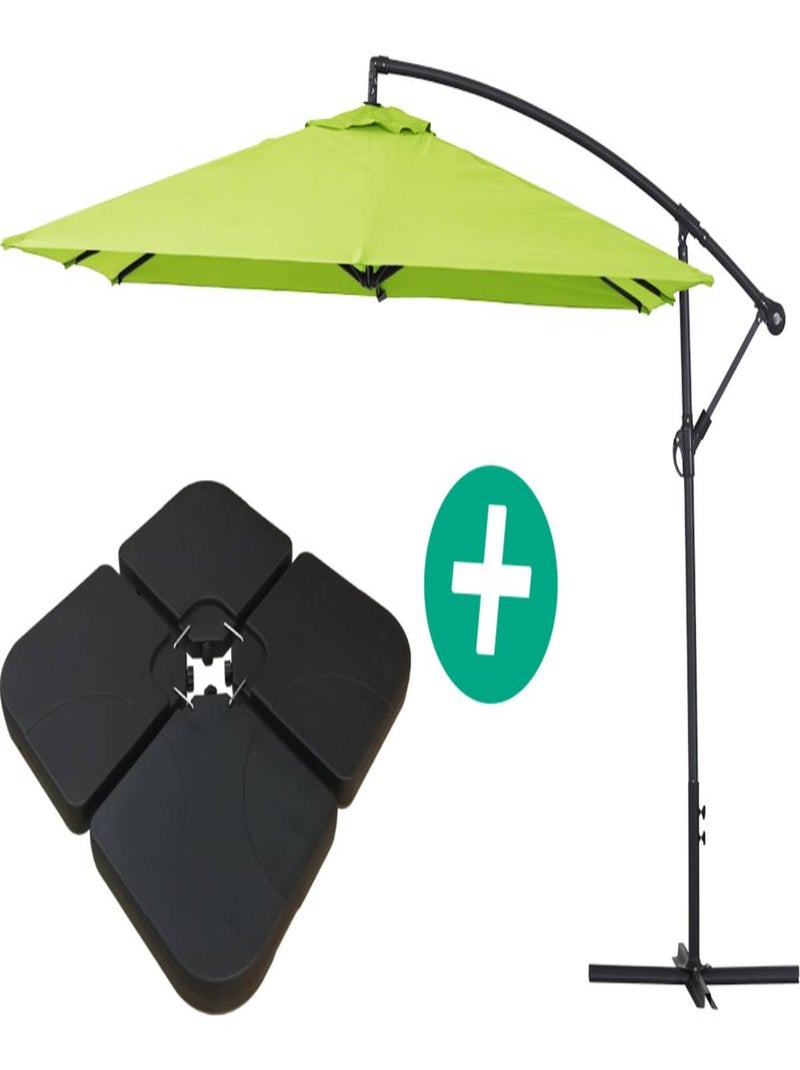 Parasol jardin déporté Alu "Ilios 3" - Carré - 3 x 3 m - Vert - Dalles incluses Vert - Kiabi