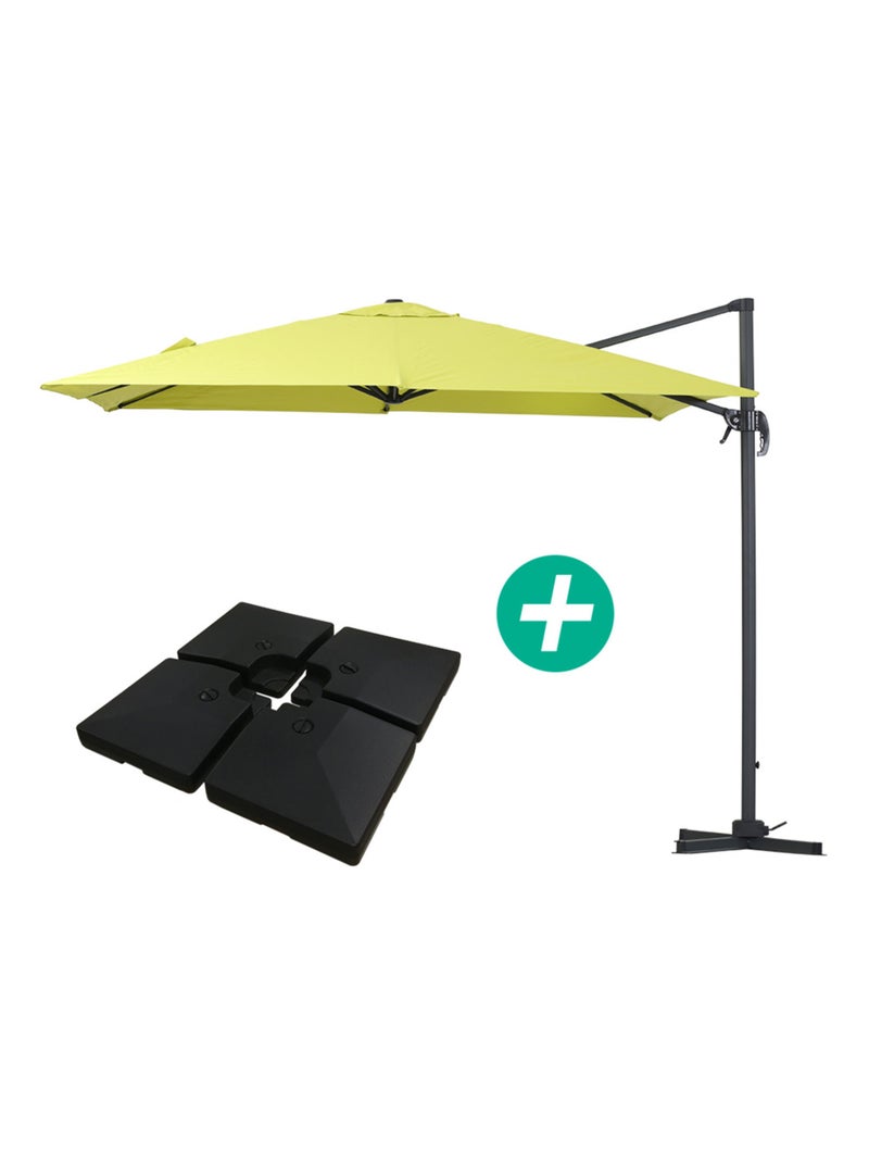 Parasol jardin déporté Alu "Sun 3" - Carré - 3 x 3 m - Vert - Dalles incluses Vert - Kiabi