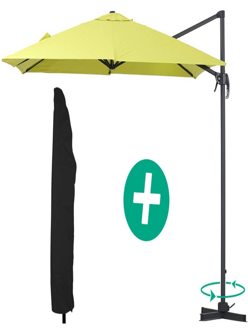 Parasol jardin déporté Alu "Sun 3" - Carré - 3 x 3 m - Vert + housse de protection Vert - Kiabi