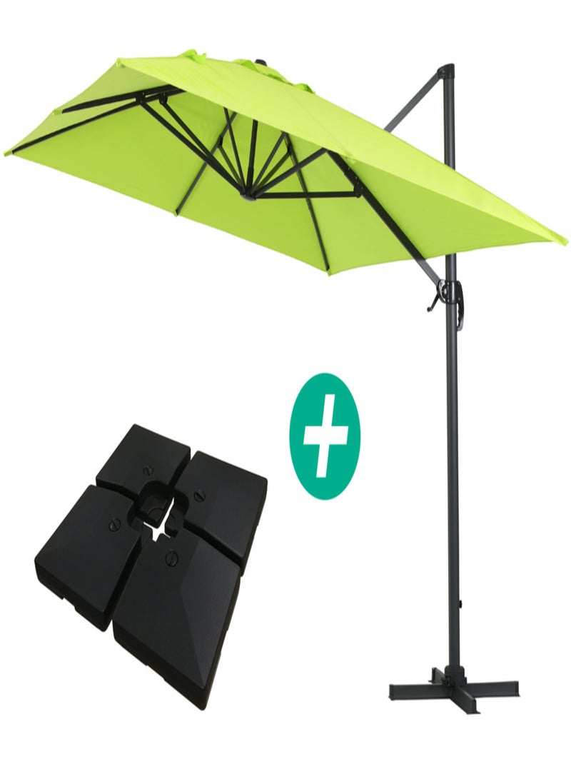 Parasol jardin déporté Alu "Sun 4 " - Rectangle - 3 x 4 m - Vert - Dalles à lester incluses Vert - Kiabi