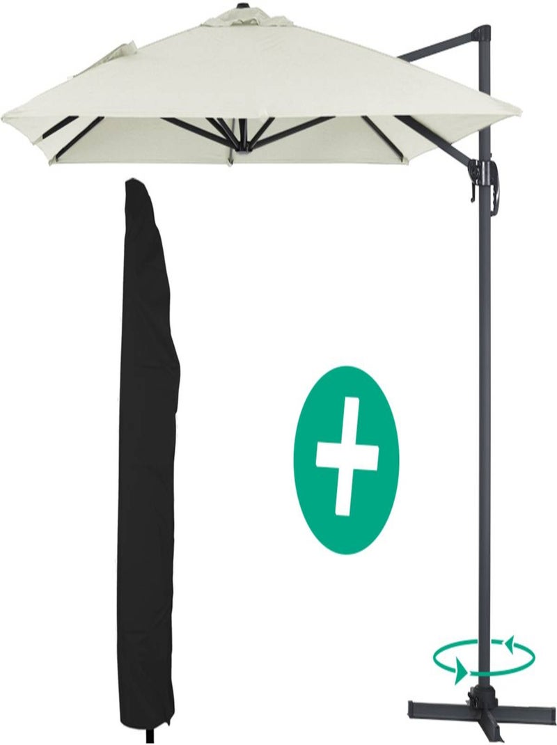 Parasol jardin déporté Alu "Sun 4" - Rectangle - 3 x 4 m + Housse de protection - Ecru Ecru - Kiabi