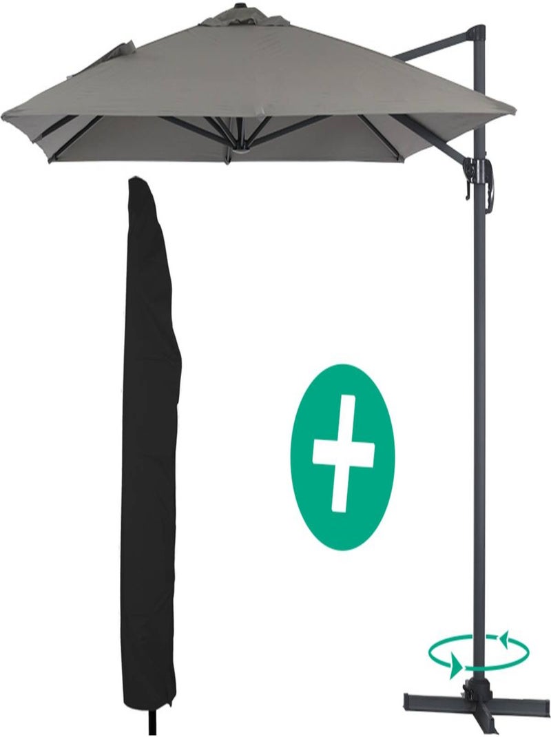 Parasol jardin déporté Alu "Sun 4" - Rectangle - 3 x 4 m + Housse de protection - Gris Gris - Kiabi