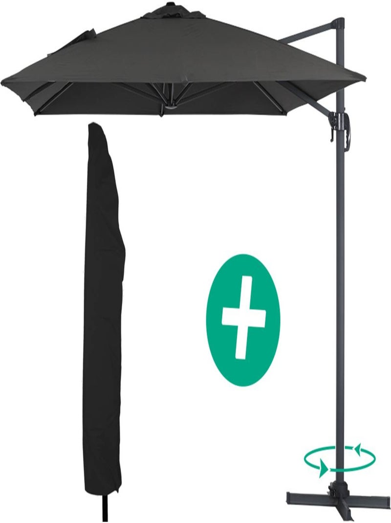 Parasol jardin déporté Alu "Sun 4" - Rectangle - 3 x 4 m + Housse de protection - Noir Noir Noir - Kiabi