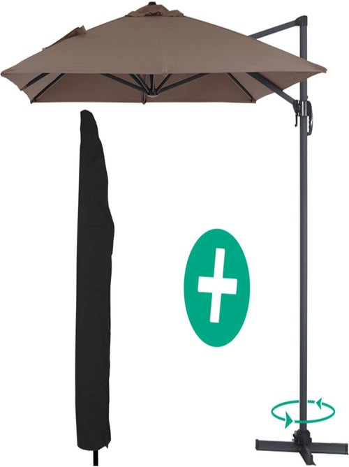 Parasol jardin déporté Alu "Sun 4" - Rectangle - 3 x 4 m + Housse de protection - Taupe - Kiabi