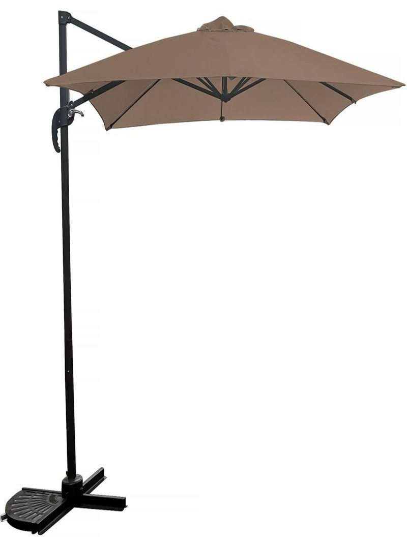 Parasol jardin déporté "Soleil" - Carré - 2.5 x 2.5 m - Taupe Marron - Kiabi