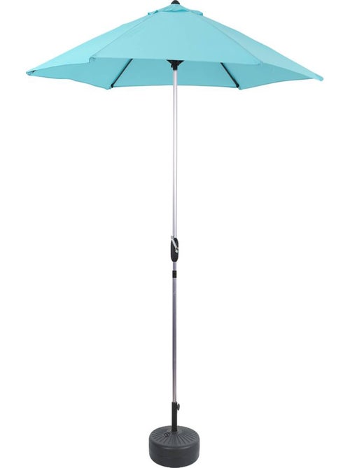 Parasol jardin droit Alu "Sol" - Rond - Ø 3m - Bleu - Avec pied à lester - Kiabi