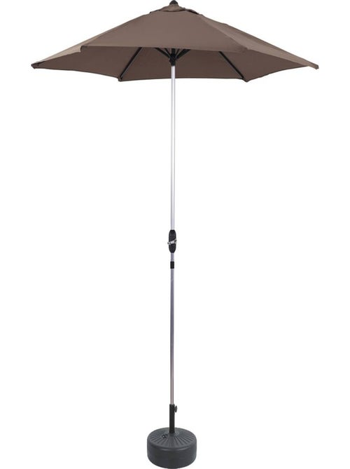 Parasol jardin droit Alu "Sol" - Rond - Ø 3m - Gris - Avec pied à lester - Kiabi