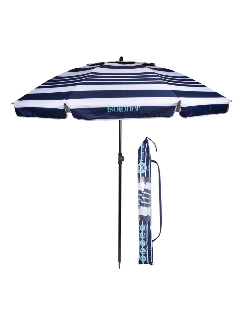 Parasol ultra résistant, structure anti vent, léger et anti uv upf50+ Bleu marine - Kiabi