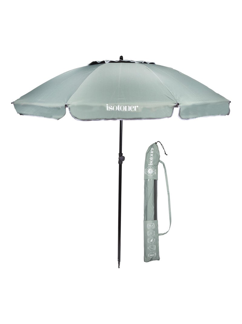 Parasol ultra résistant, structure anti vent, léger et anti uv upf50+ Kaki - Kiabi