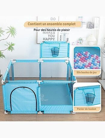 Parc bébé - aire de jeux pliable avec panier et 50 balles - twinky