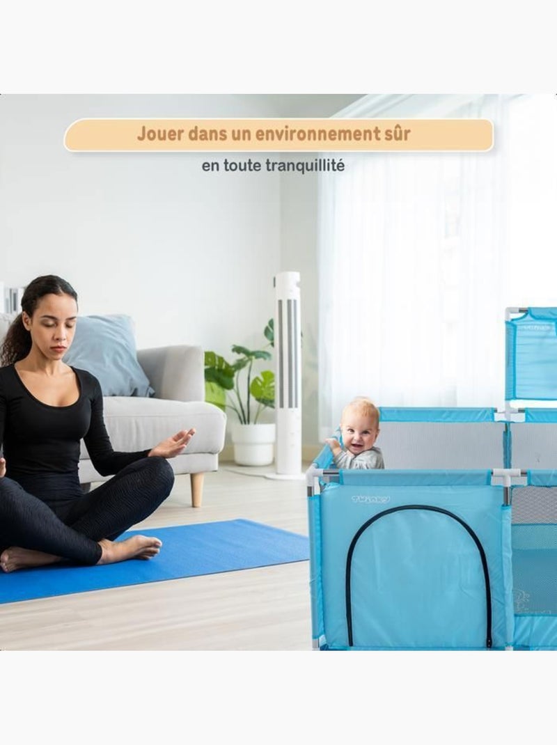 Parc bébé - aire de jeux pliable avec panier et 50 balles - twinky Bleu - Kiabi