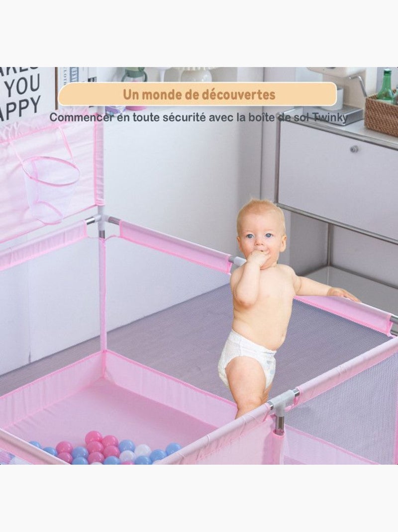 Parc bébé - aire de jeux pliable avec panier et 50 balles - twinky Rose - Kiabi
