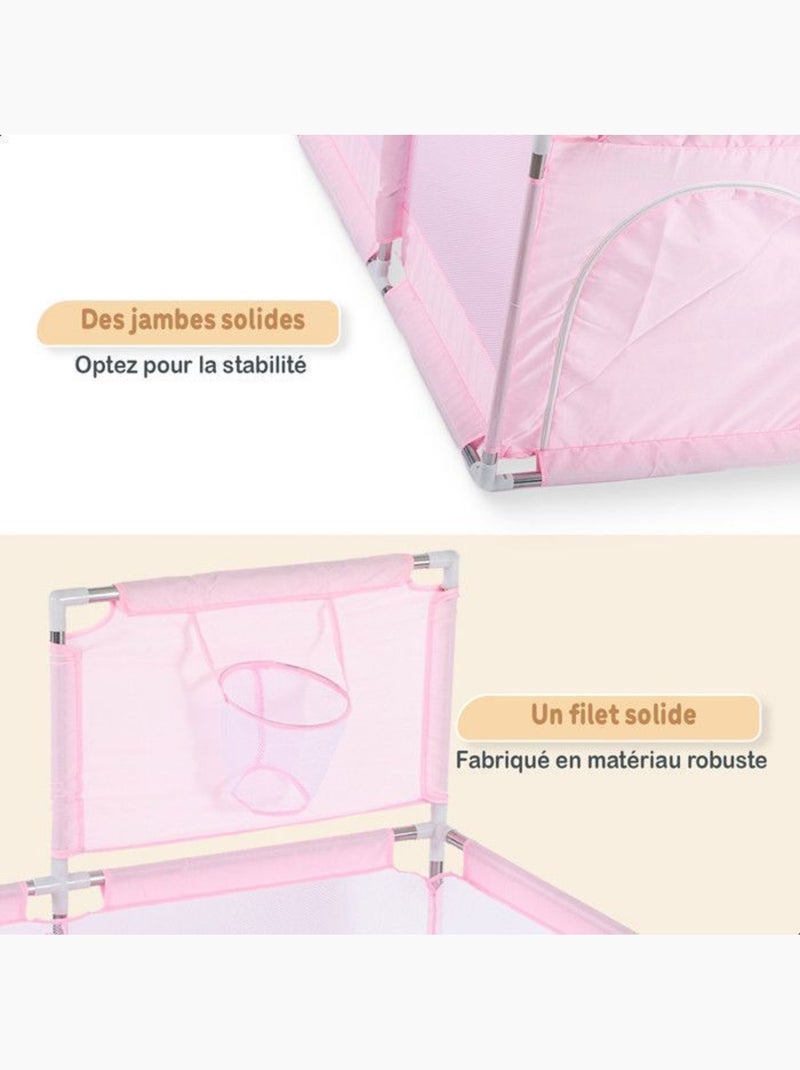 Parc bébé - aire de jeux pliable avec panier et 50 balles - twinky Rose - Kiabi