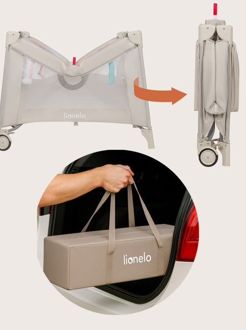 Parc bébé 100x100cm LIONELO Mille - Matelas haute densité - Roulettes - Jouets à velcro - 0-36 mois - Kiabi