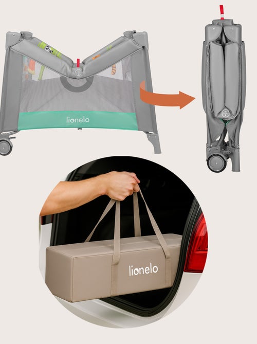 Parc bébé 100x100cm LIONELO Mille - Matelas haute densité - Roulettes - Jouets à velcro - 0-36 mois - Kiabi