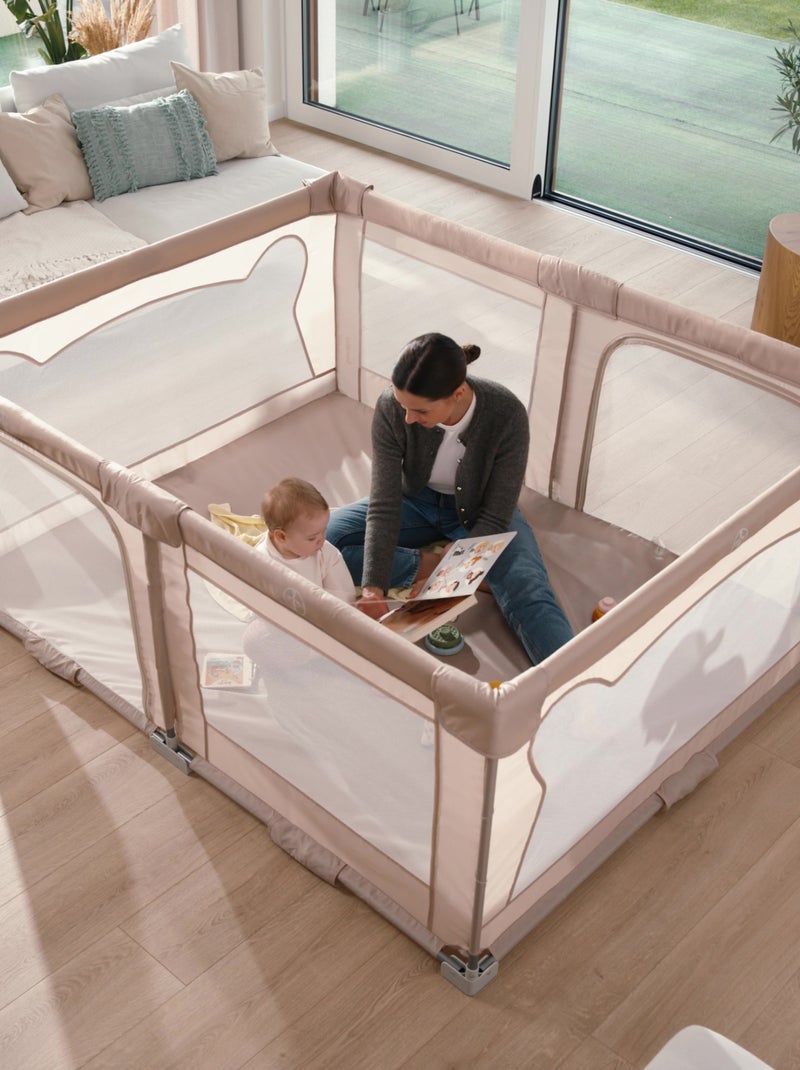 Parc bébé 180x150 cm - LIONELO Florence - Très rapide montage - Très grand espace - Sac inclus Beige - Kiabi