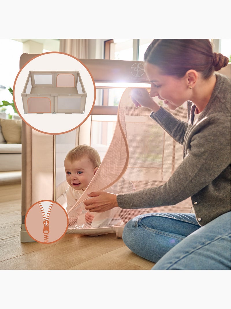 Parc bébé 180x150 cm - LIONELO Florence - Très rapide montage - Très grand espace - Sac inclus Beige - Kiabi