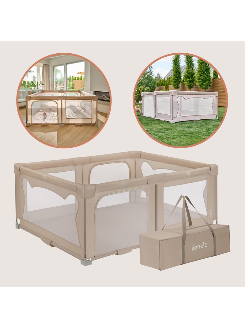 Parc bébé 180x150 cm - LIONELO Florence - Très rapide montage - Très grand espace - Sac inclus Beige - Kiabi