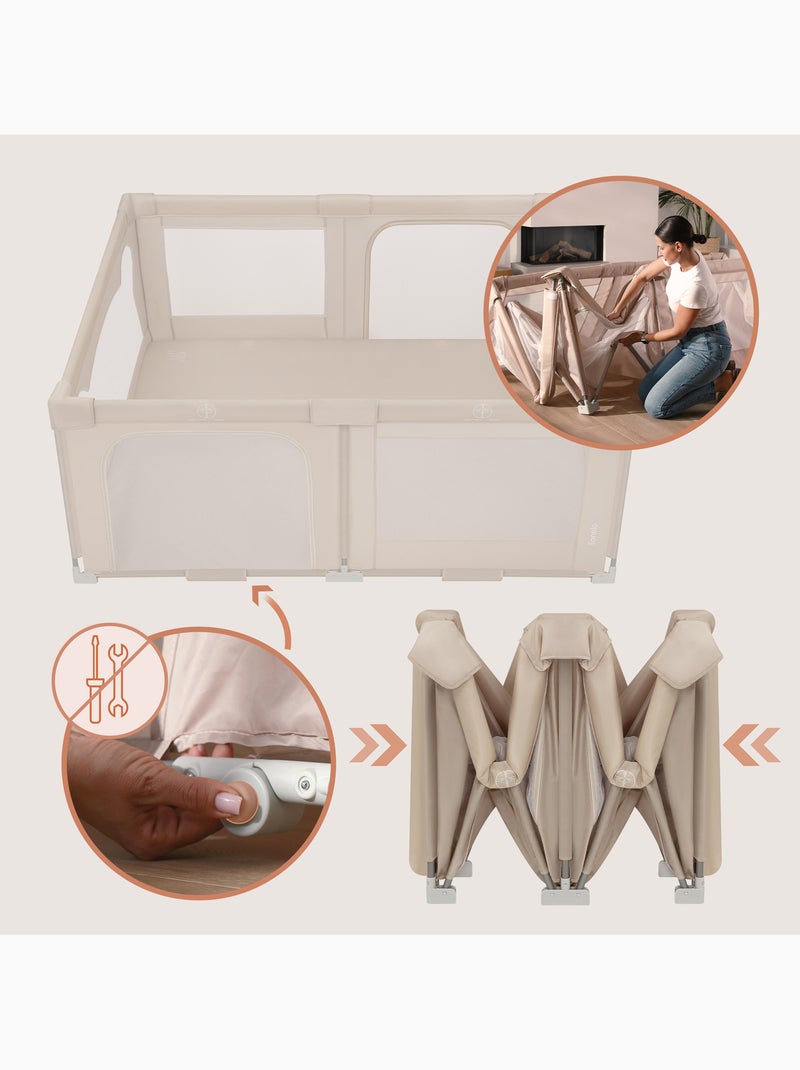 Parc bébé 180x150 cm - LIONELO Florence - Très rapide montage - Très grand espace - Sac inclus Beige - Kiabi