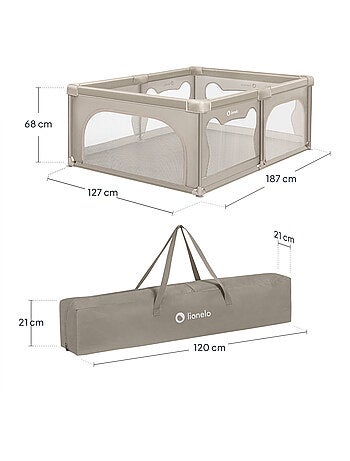 Parc bébé avec tapis LIONELO Willow - 187 x 127 cm - Bonne isolation du sol - Tapis double face