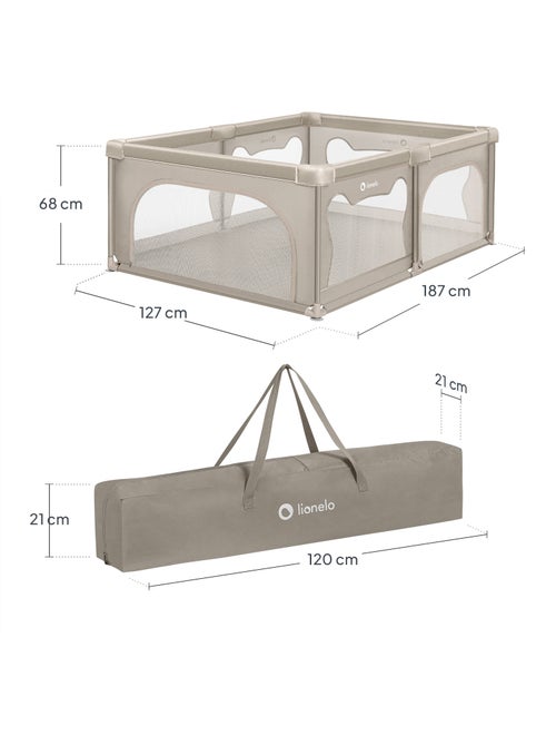 Parc bébé avec tapis LIONELO Willow - 187 x 127 cm - Bonne isolation du sol - Tapis double face - Kiabi