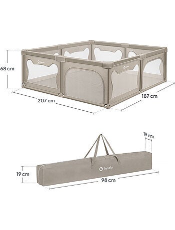 Parc bébé avec tapis LIONELO Willow - 187 x 207 cm - Bonne isolation du sol - Tapis double face