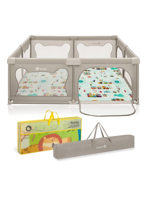 Parc bébé avec tapis LIONELO Willow - 187 x 207 cm - Bonne isolation du sol - Tapis double face - Kiabi