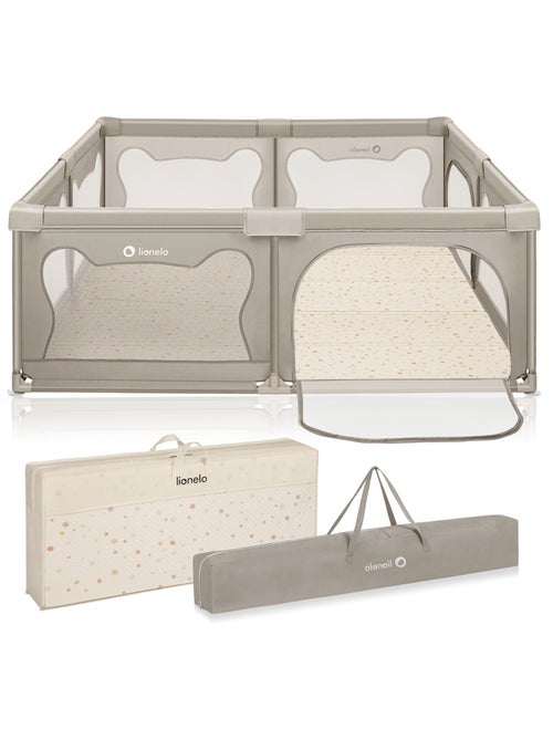Parc bébé avec tapis LIONELO Willow - 187 x 207 cm - Bonne isolation du sol - Tapis double face - Kiabi