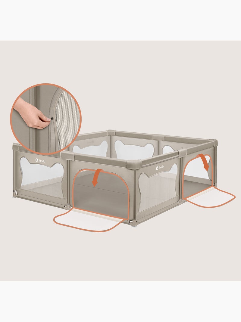 Parc bébé avec tapis LIONELO Willow - 187 x 207 cm - Bonne isolation du sol - Tapis double face Beige/Blanc - Kiabi