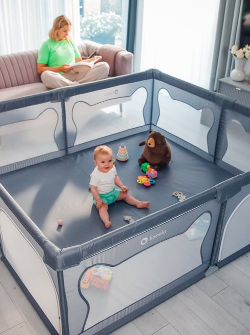 Parc bébé avec tapis LIONELO Willow - 187 x 207 cm - Bonne isolation du sol - Tapis double face - Kiabi
