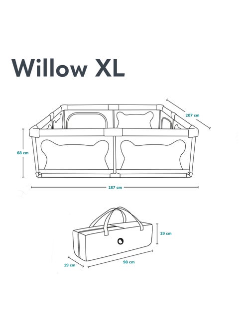 Parc bébé avec tapis LIONELO Willow - 187 x 207 cm - Bonne isolation du sol - Tapis double face - Kiabi