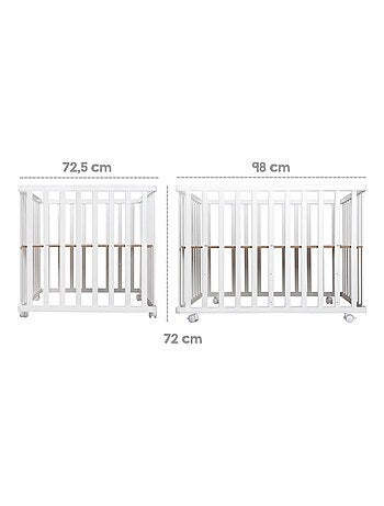 Parc bébé en hêtre massif bio + Tapis 'Adam et Eule' et roulettes - ROBA