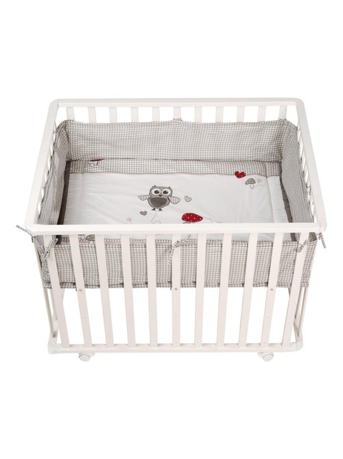 Parc bébé bois + Tapis 'Adam et Eule' et roulettes - ROBA - Kiabi