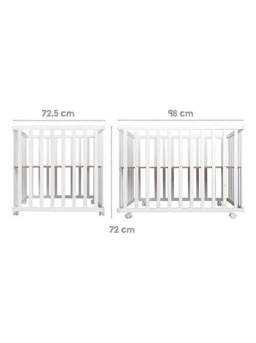 Parc bébé bois + Tapis 'Adam et Eule' et roulettes - ROBA - Kiabi