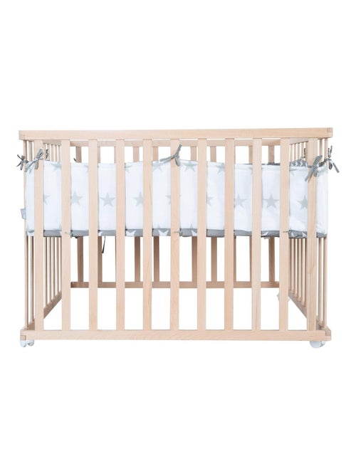 Parc bébé carré mobile en bois massif + Tapis étoilé 'Roba little stars' - Kiabi