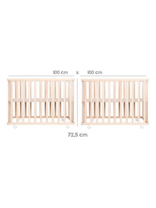 Parc bébé carré mobile en bois massif + Tapis étoilé 'Roba little stars' - Kiabi