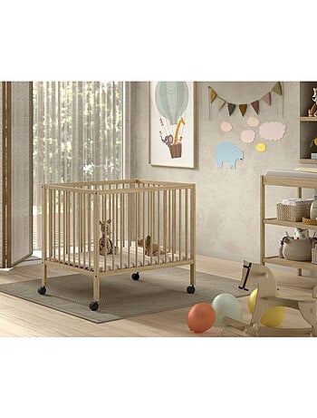 Parc bébé DINO 95x75 naturel - Réglable et mobile