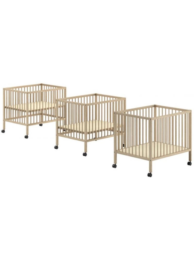 Parc bébé dino 95x75 naturel - réglable et mobile Beige - Kiabi