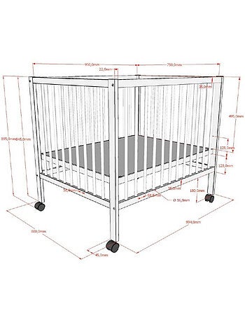 Parc bébé DINO 95x75 noyer - Réglable et mobile