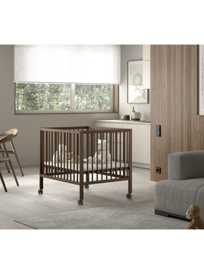 Parc bébé dino 95x75 noyer - réglable et mobile Marron - Kiabi