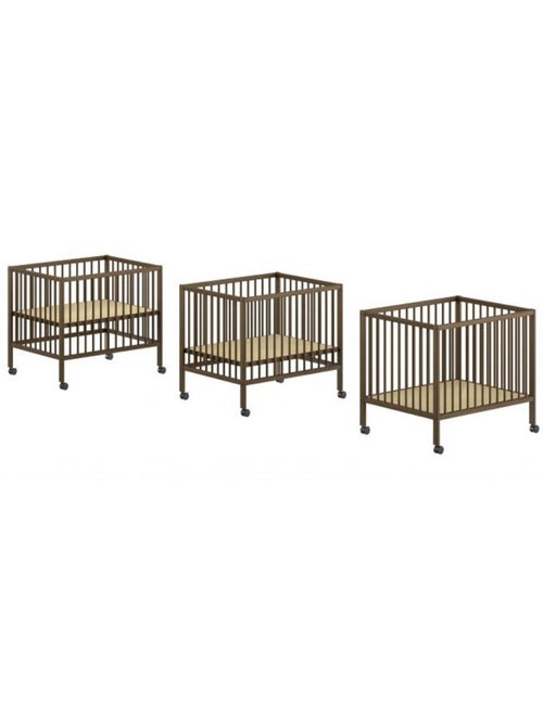 Parc bébé dino 95x75 noyer - réglable et mobile - Kiabi