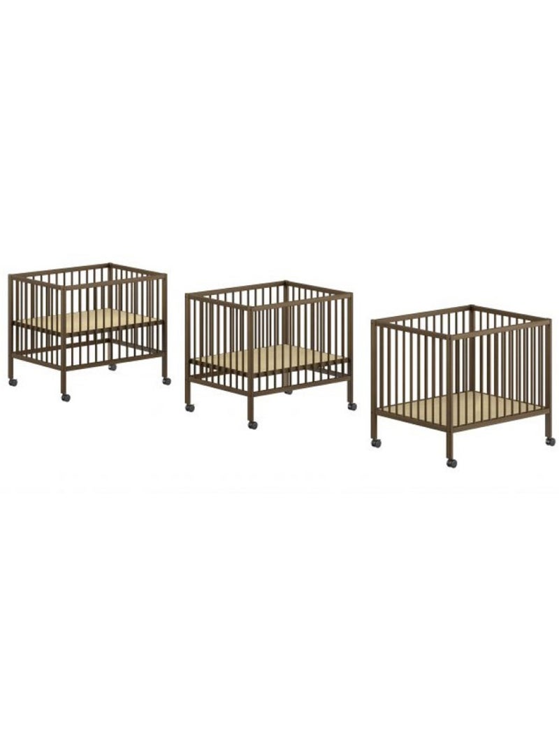 Parc bébé dino 95x75 noyer - réglable et mobile Marron - Kiabi
