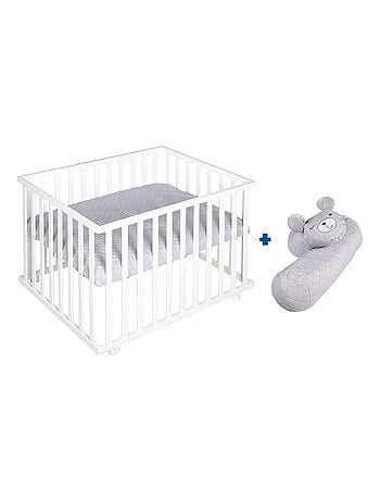 Parc bébé en bois avec tapis déperlant et traversin 'Roba Style' ROBA