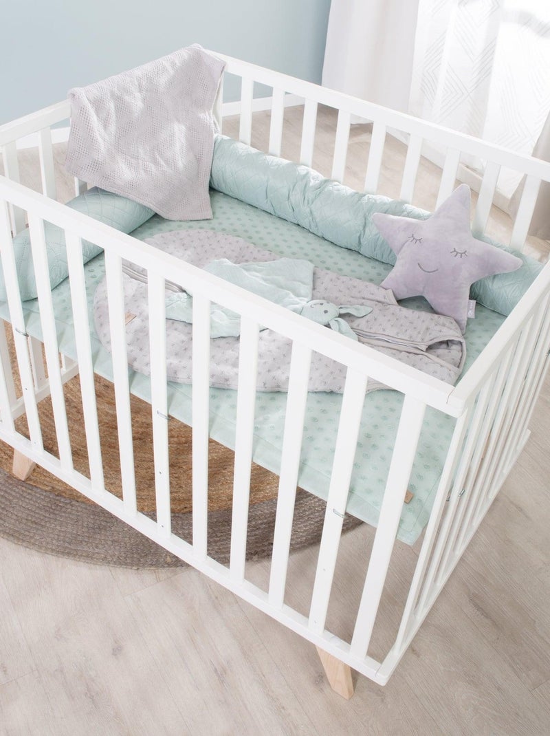 Parc bébé en bois avec tapis en coton bio 'Lil Planet' ROBA Blanc Vert clair - Kiabi