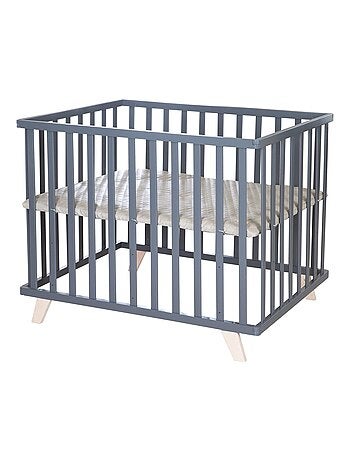 Parc bébé en bois avec tapis matelassé en cuir végan 'Luxe' ROBA